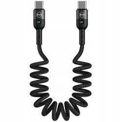 MCDODO KABEL USB-C SPIRALNY SPRĘŻYNOWY SZYBKIE ŁADOWANIE USB TYP C LED 2M