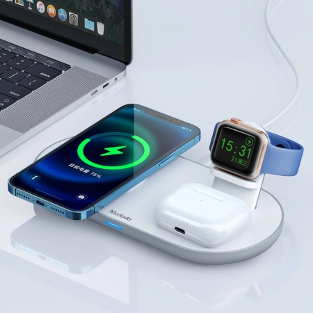 MCDODO STACJA DOKUJĄCA ŁADOWARKA INDUKCYJNA 3W1 DO IPHONE AIRPODS WATCH 15W