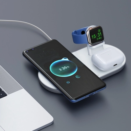 MCDODO STACJA DOKUJĄCA ŁADOWARKA INDUKCYJNA 3W1 DO IPHONE AIRPODS WATCH 15W