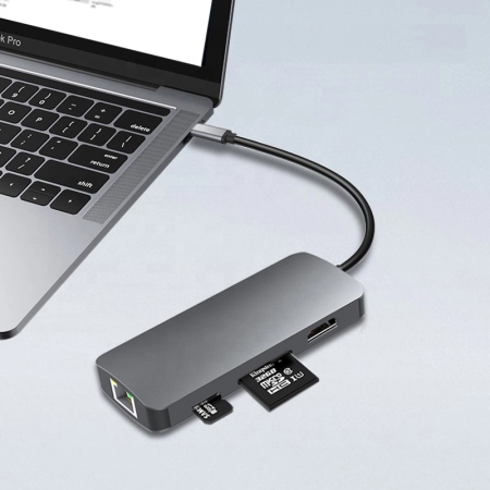 Hub 8w1 Stacja dokująca USB - C HDMI 4K SD do Macbook Pro/Air