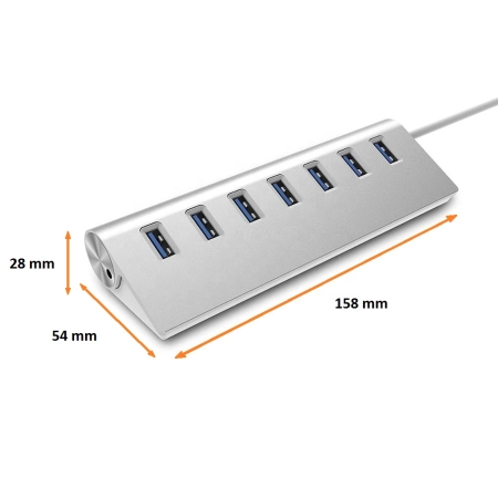HUB USB ROZDZIELACZ ROZGAŁĘŹNIK PORTÓW AKTYWNY ZASILANIE SZYBKI 7X USB 3.0